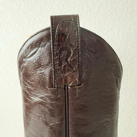 Rod Patrick Womens Cowboy Boots 9.5D Cowgirl Brown Shiny Nile Leather Round Toe - Picture 4 of 12